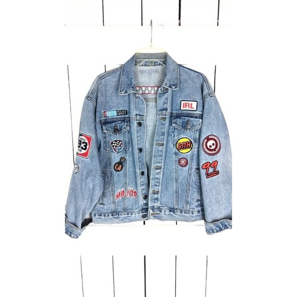 Patch faded blue denim  jean jacket west coast phoenix 79 distressed - Picture 2 of 9